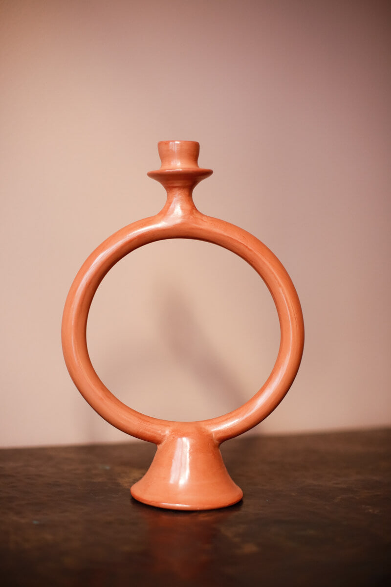 Terracotta Orange Tadelakt Ring Candle Holder - Chabi Chic