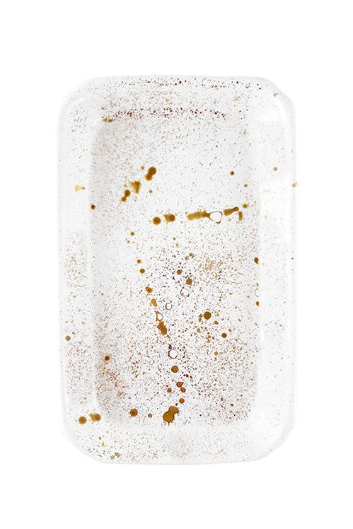 Handmade 12 Karat Gold Splatter Ceramic Tray