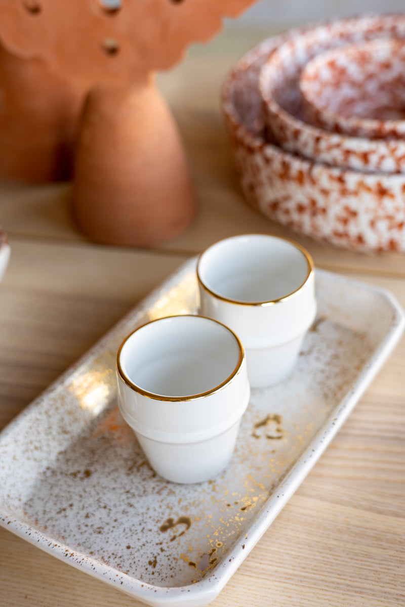 Handmade 12 Karat Gold Splatter Ceramic Tray