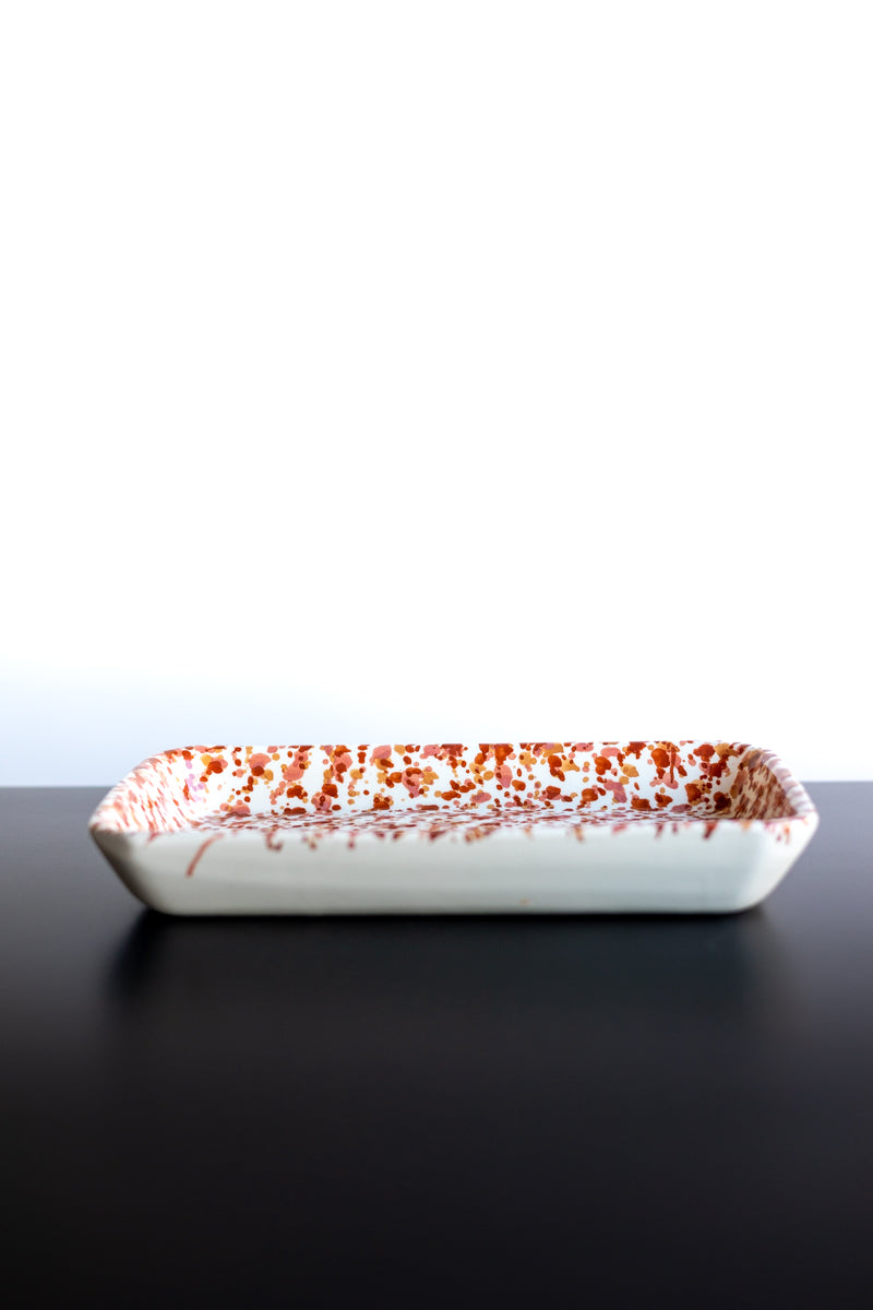 Chabi Chic Handmade Splatter Ceramic Trinket Tray - Rust/Terracotta/Blush