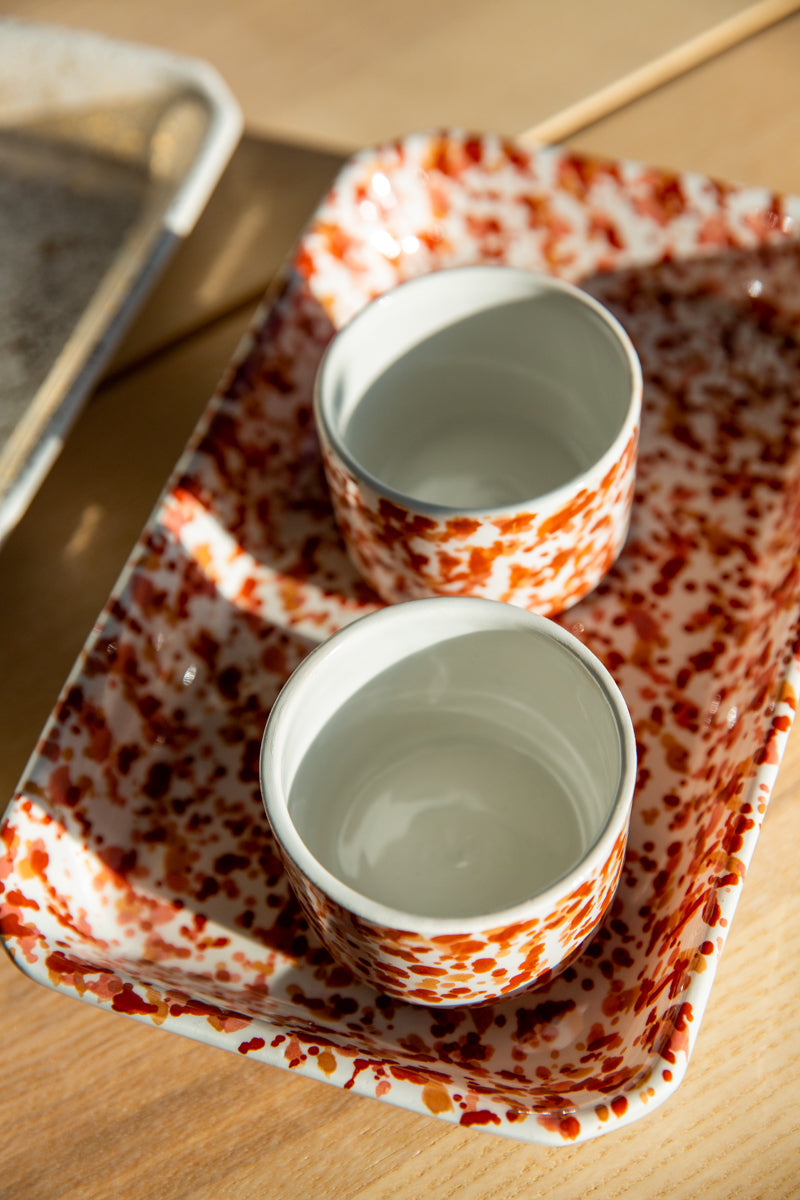 Chabi Chic Handmade Splatter Ceramic Trinket Tray - Rust/Terracotta/Blush