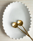 Oval Ceramic Platter with 12 karat gold leaf - Chabi Chic - White