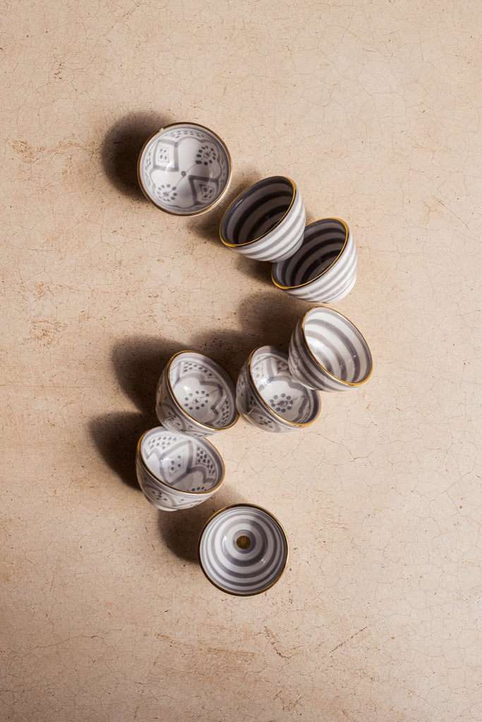Set of 2 - Hand-painted Gray + 12 karat Gold Zwak Mini Bowls