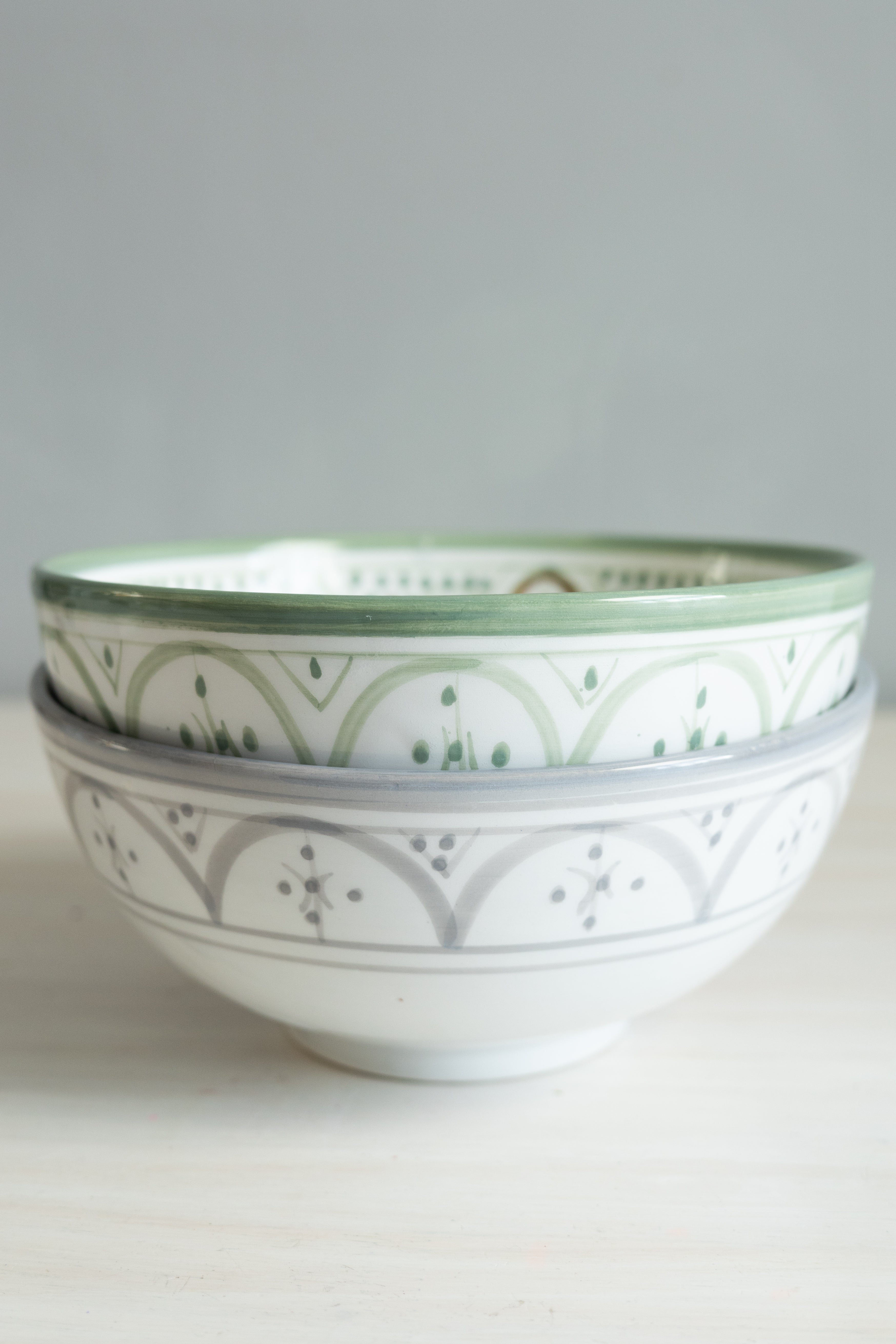 Hand-painted Almond Green + 12 karat Gold Zwak Moroccan Salad Bowl - Chabi Chic