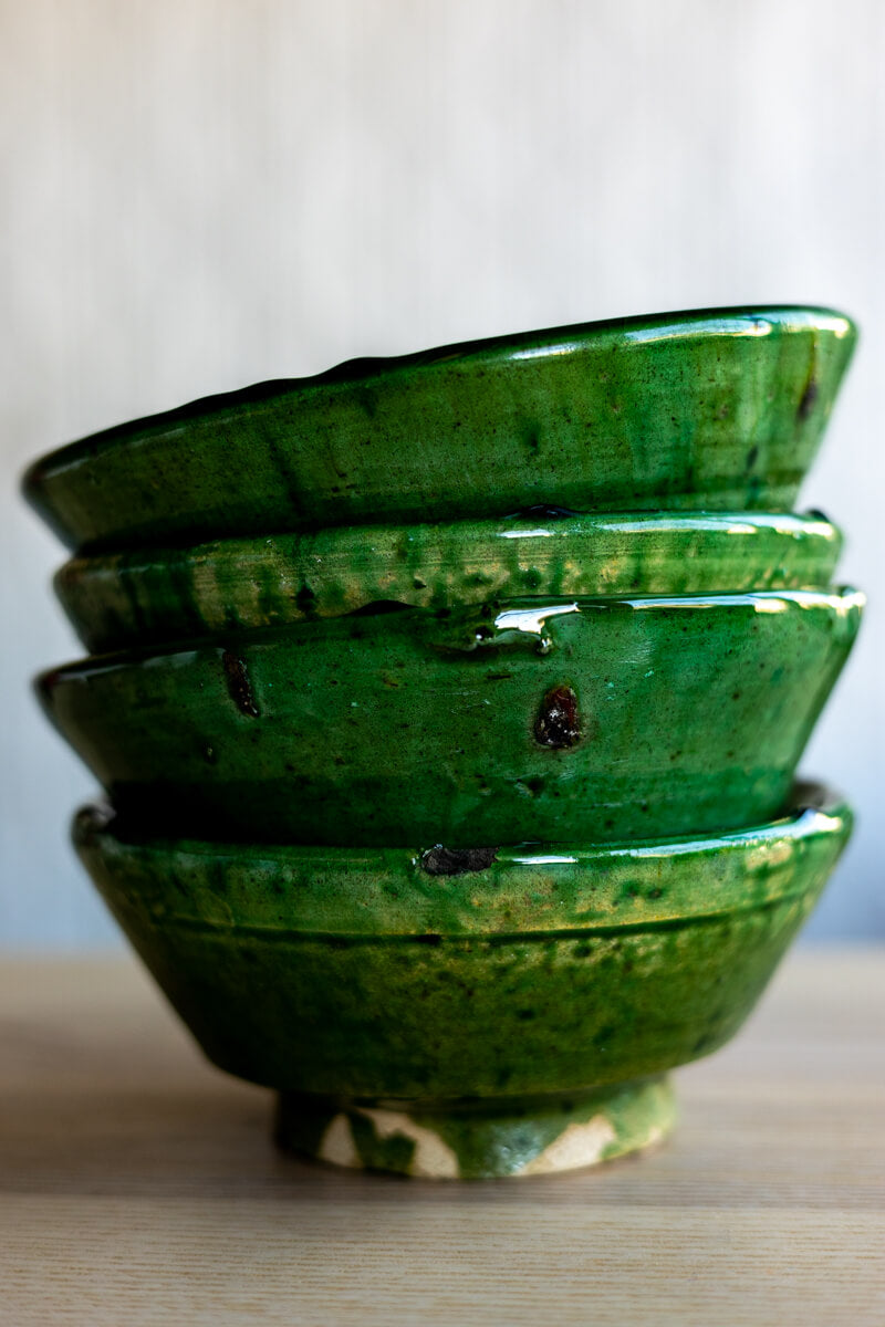 Handmade Green Tamegroute Moroccan Ceramic Bowls