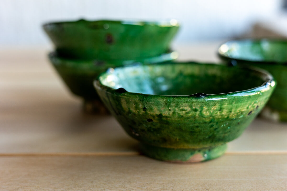 Handmade Green Tamegroute Moroccan Ceramic Bowls