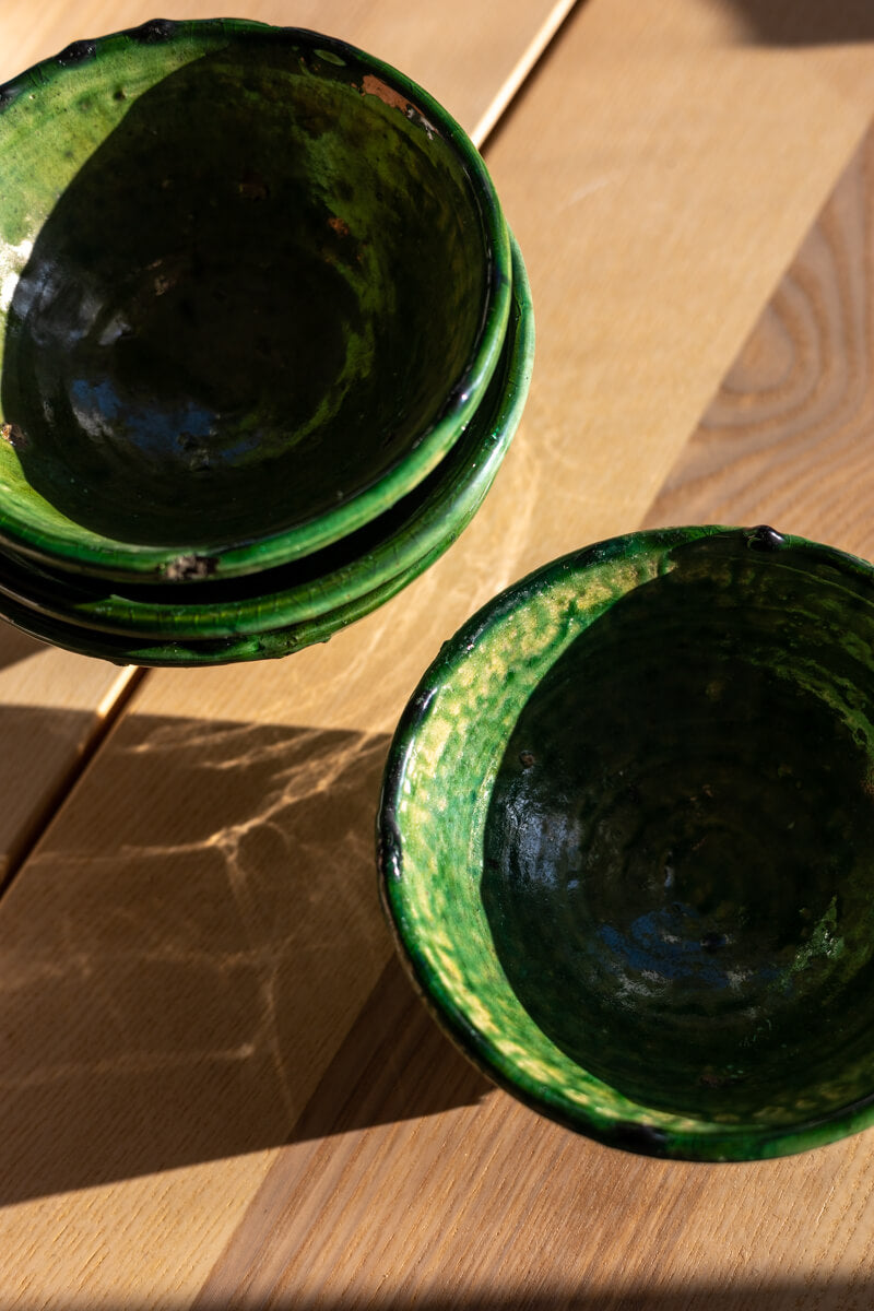 Handmade Green Tamegroute Moroccan Ceramic Bowls