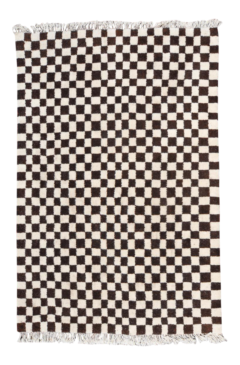 WONDERLAND Checkered Moroccan Rug - Choose Brown or black and white - Made-to-Order in Custom Sizes