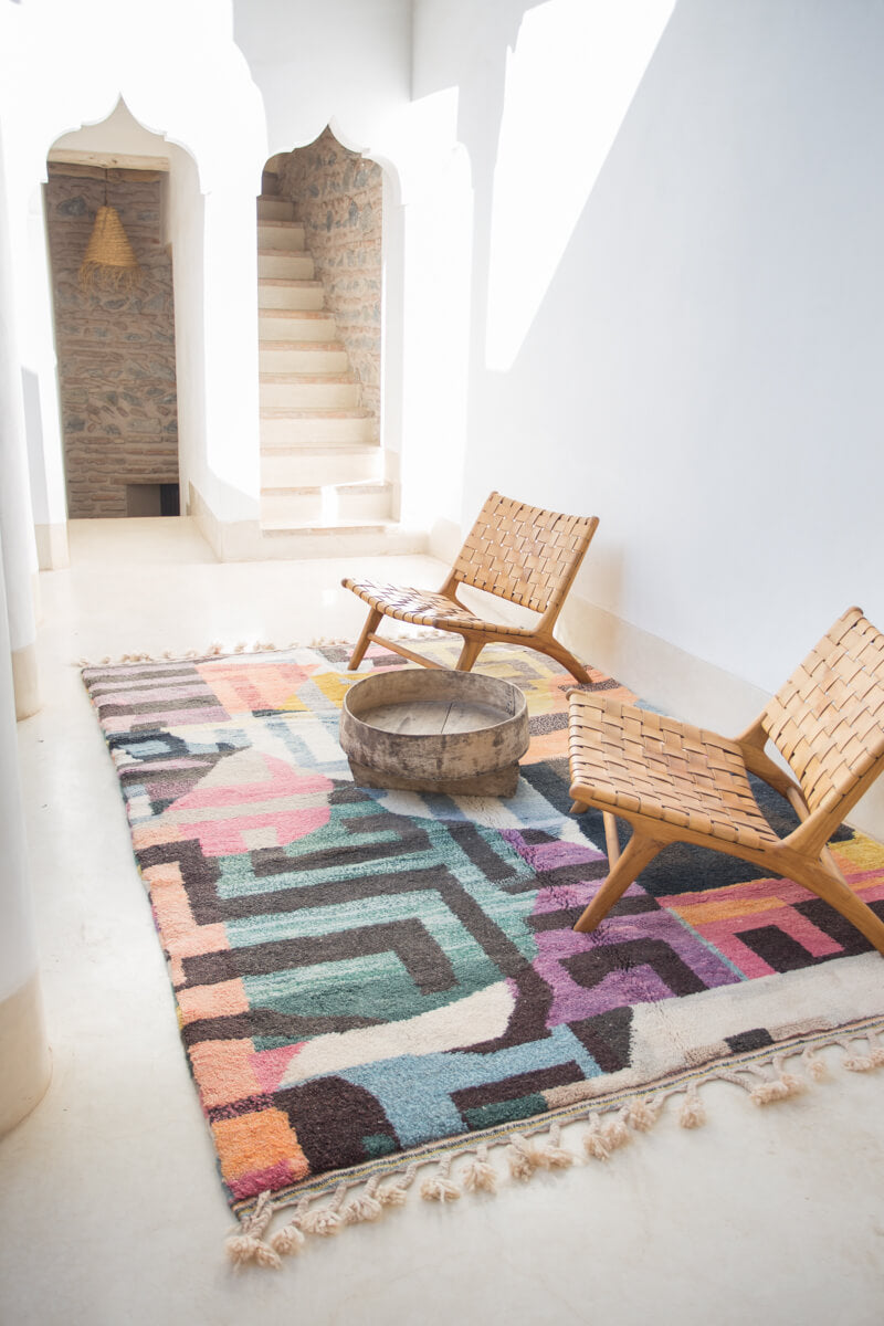 Multicolor Moroccan Wool Area Rug - customizable