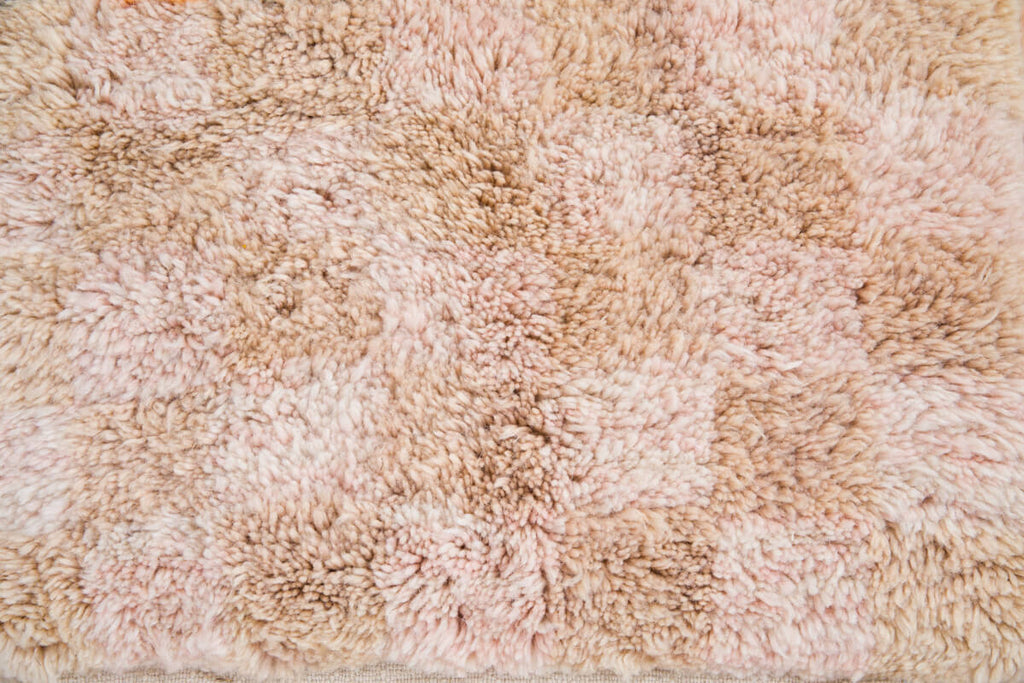 Ouive Moroccan Checkered Rug Made-to-Order Pink and Tan Wool Area Rug