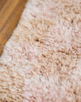 Light Pink & Tan Checker Beni Mini Moroccan Wool Rug - 2x3 ft