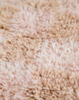 Light Pink & Tan Checker Beni Mini Moroccan Wool Rug - 2x3 ft