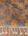 Made-to-Order Coral & Sage Checker Board Moroccan Wool Area Rug - Available in 3 Color Combinations