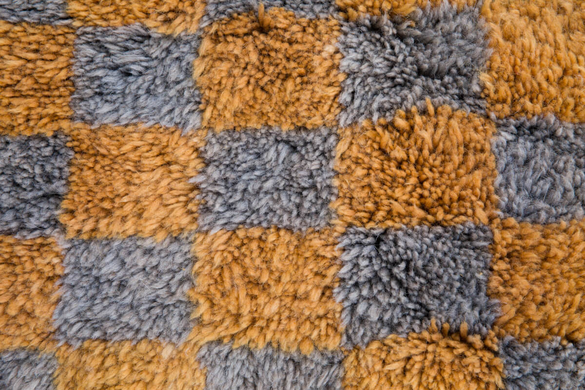 Made-to-Order Coral &amp; Sage Checker Board Moroccan Wool Area Rug - Available in 3 Color Combinations