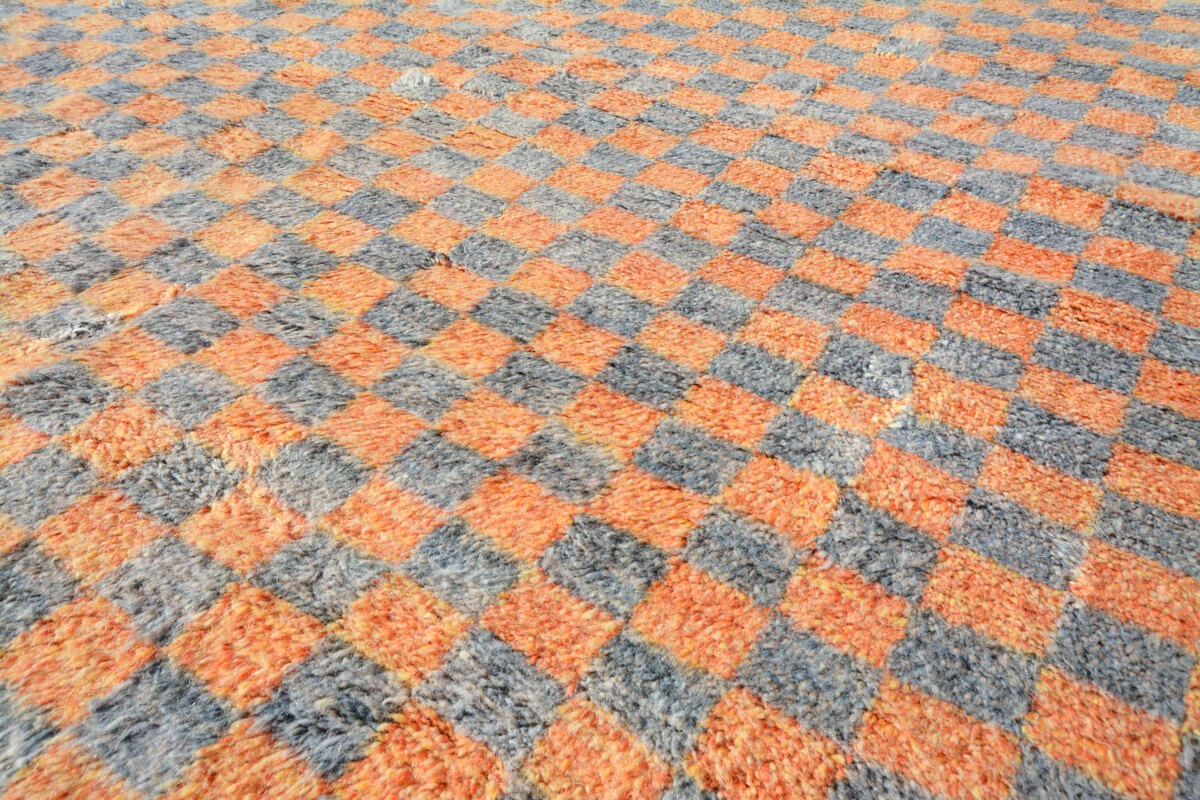 Made-to-Order Slate &amp; Turmeric Checkered Moroccan Wool Area Rug - Available in 3 Color Combinations