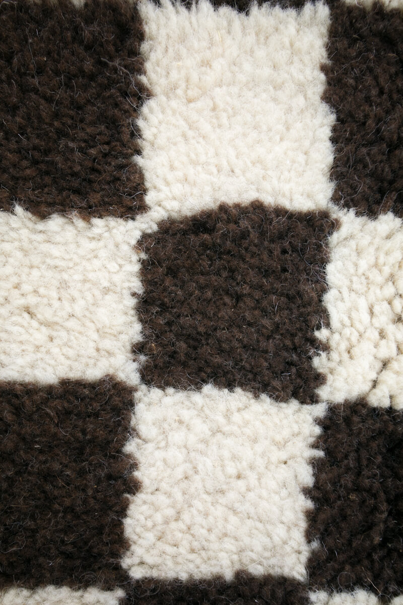 WONDERLAND Checkered Moroccan Rug - Choose Brown or black and white - Made-to-Order in Custom Sizes