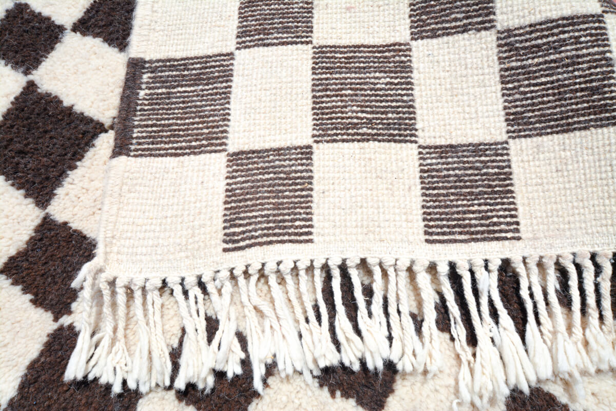 WONDERLAND Checkered Moroccan Rug - Choose Brown or black and white - Made-to-Order in Custom Sizes