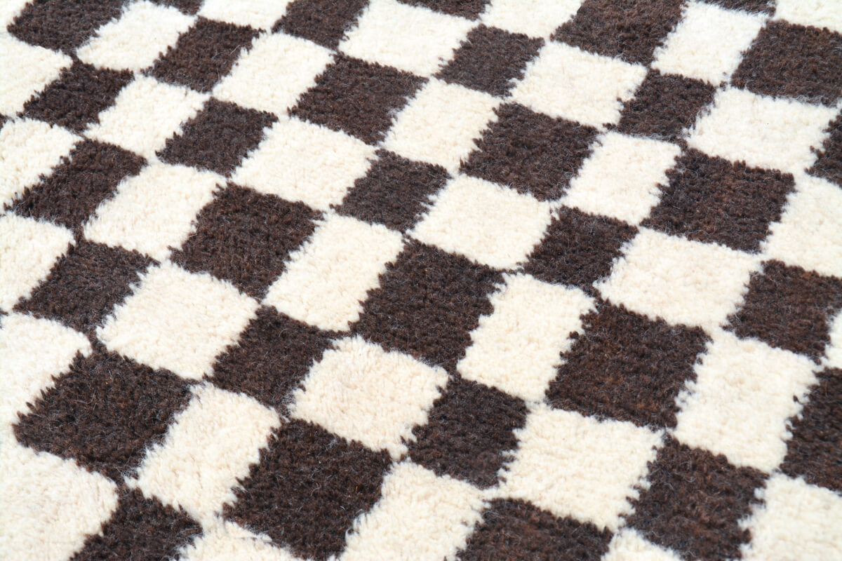 WONDERLAND Checkered Moroccan Rug - Choose Brown or black and white - Made-to-Order in Custom Sizes