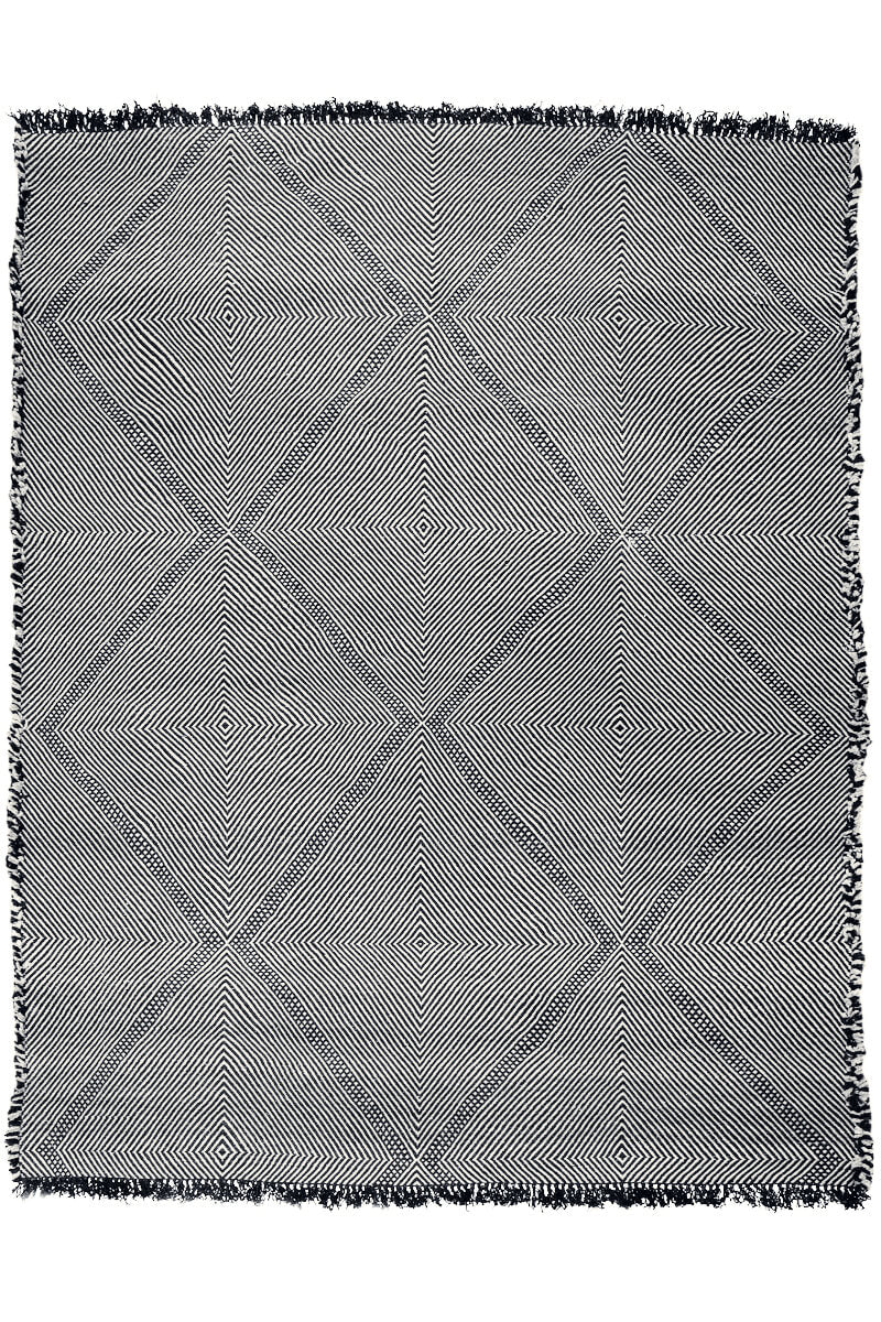 Light Blue + Charcoal Made-to-order Zanafi Moroccan Wool Rug - Available in 4 Colorways