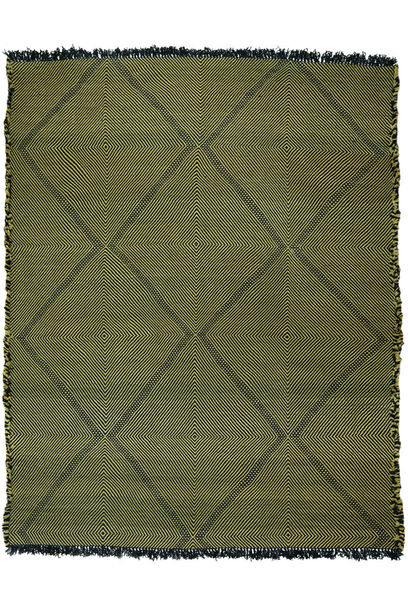 Black and Olive Green Zanafi Moroccan Wool Rug - 6 x 8'