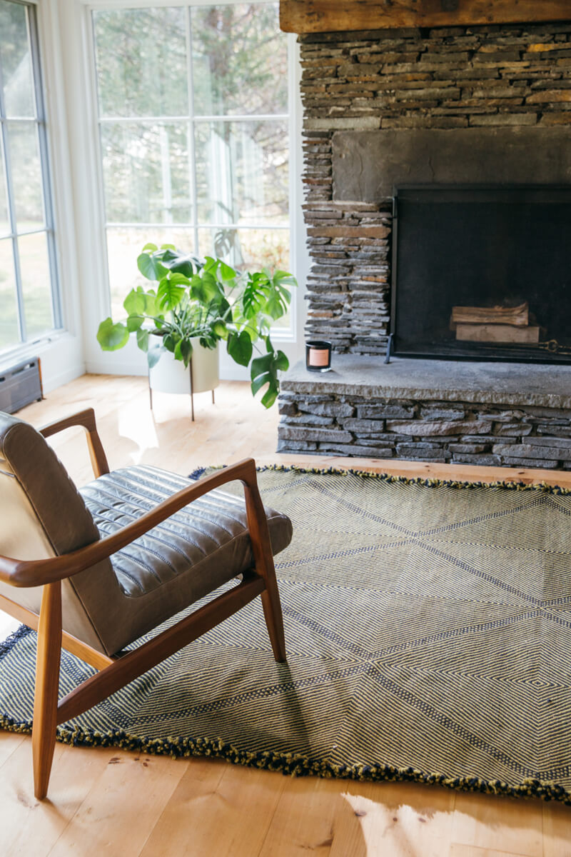 Black and Olive Green Made-to-order Zanafi Moroccan Wool Rug - OUIVE