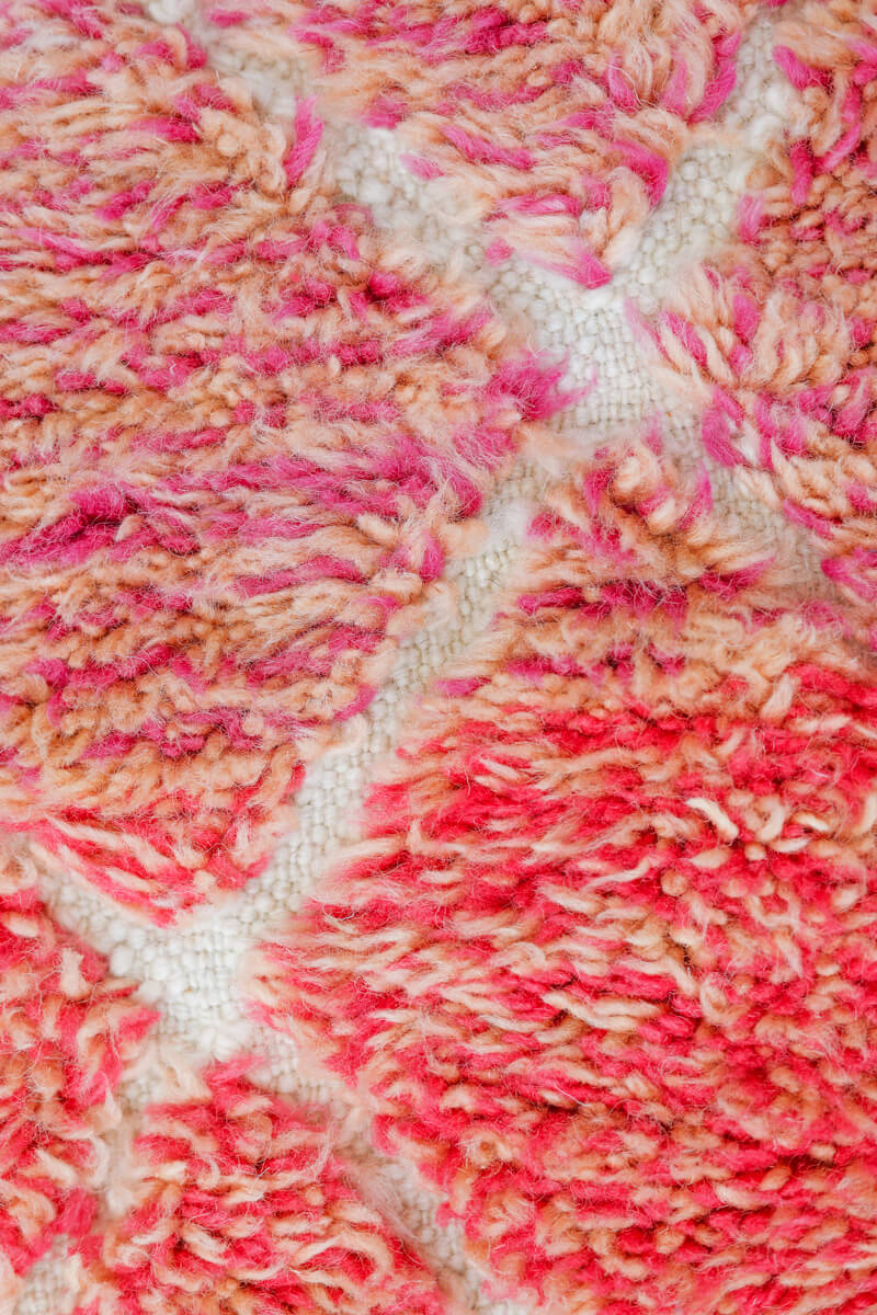 Pink and Tan Beni Mini Moroccan Wool Rug - 2 x 2&#39;10&quot; ft