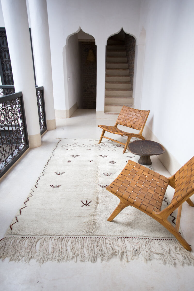 Broan and white Beni Ourain Moroccan Rug
