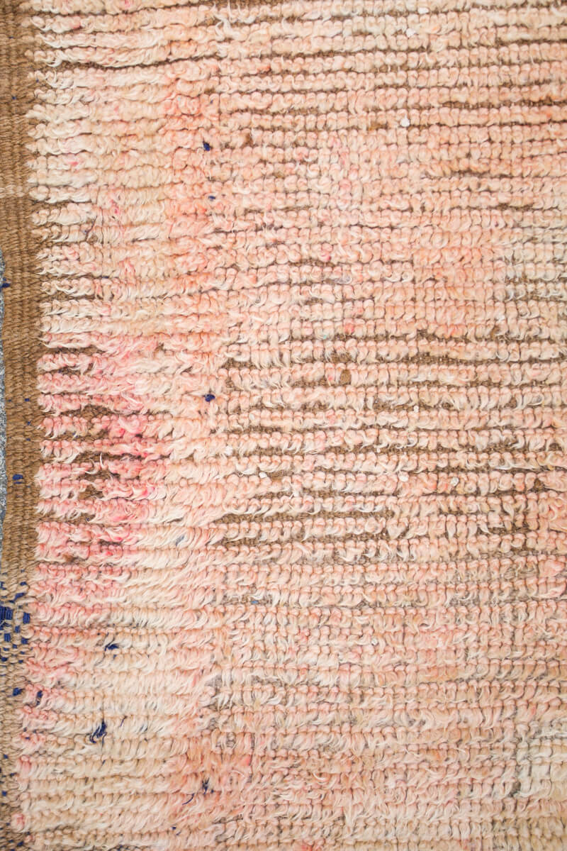 Soft Peach and Brown Wabi Sabi VIntage Beni Ourain Moroccan Rug - 7&#39;2&quot; x 5&#39;1&quot;