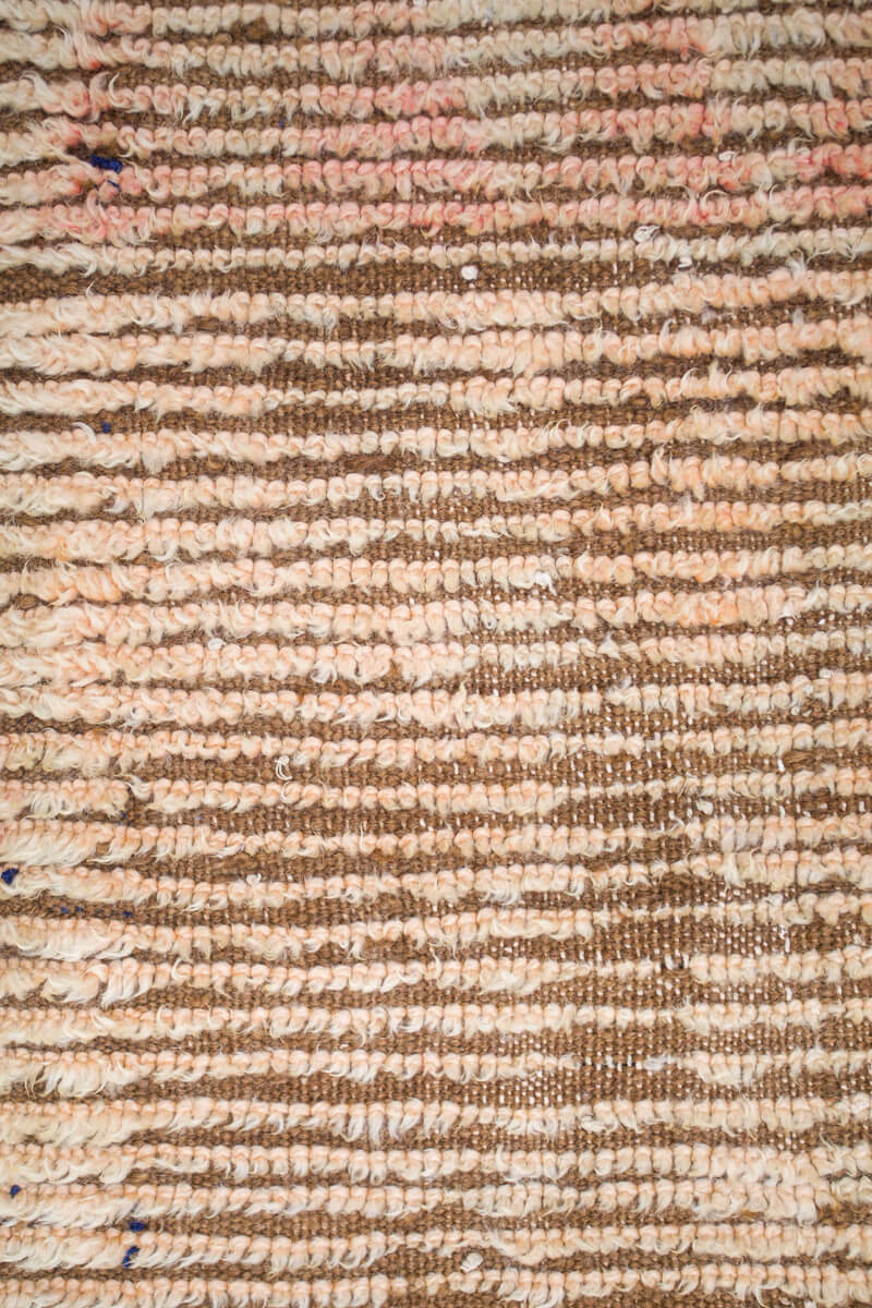 Soft Peach and Brown Wabi Sabi VIntage Beni Ourain Moroccan Rug - 7&#39;2&quot; x 5&#39;1&quot;