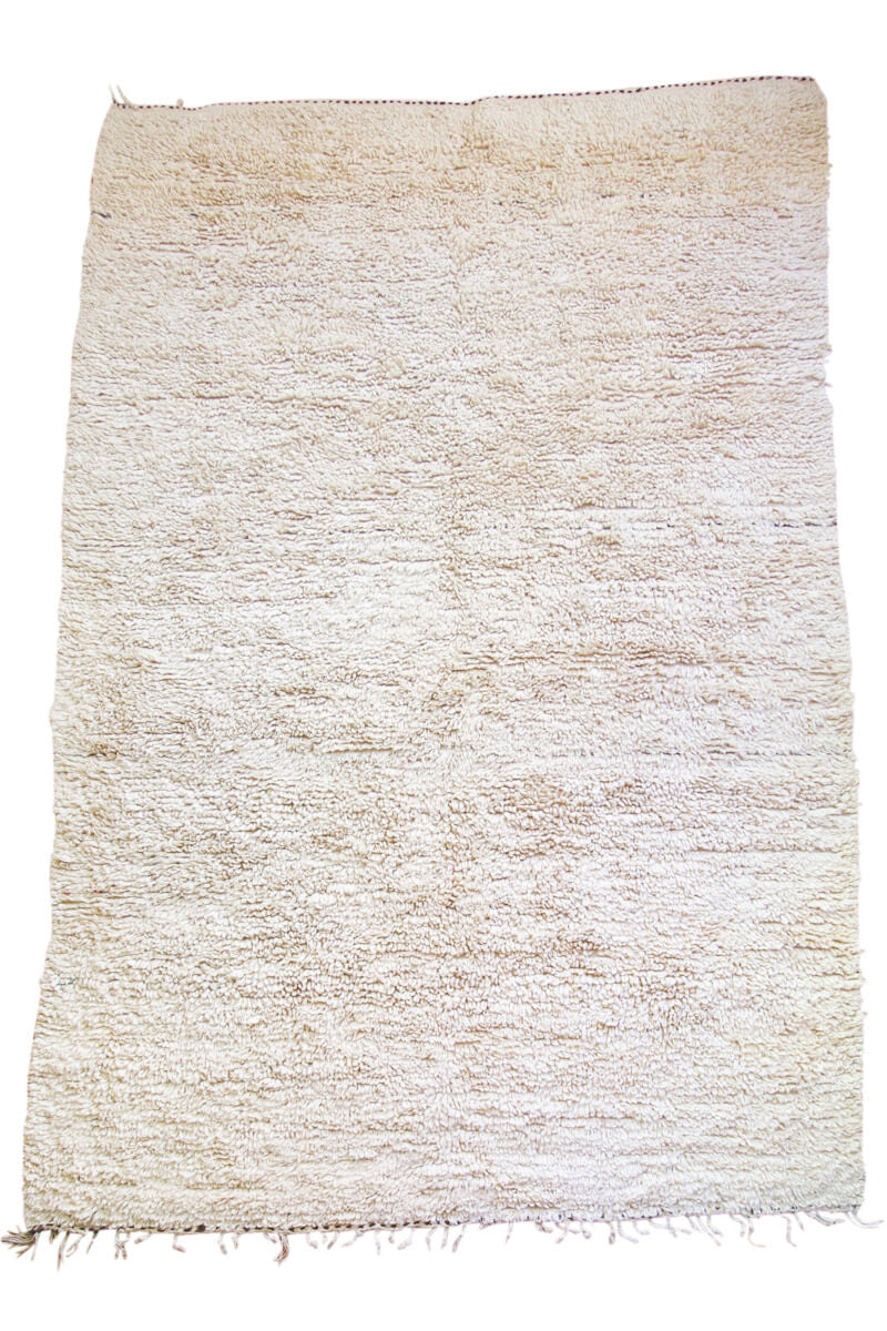 Reversible Vintage Ivory Bnchgra Beni Ourain Looped Pile Wool Rug - 8'4" x 5'1"