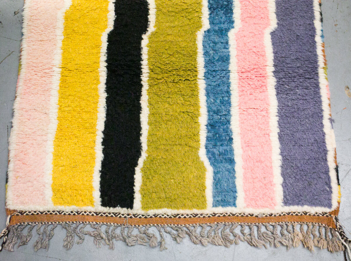 &quot;Stripe Islands&quot; Rainbow Stripe Wool Moroccan Runner Rug - 8&#39; x 2&#39;9&quot;
