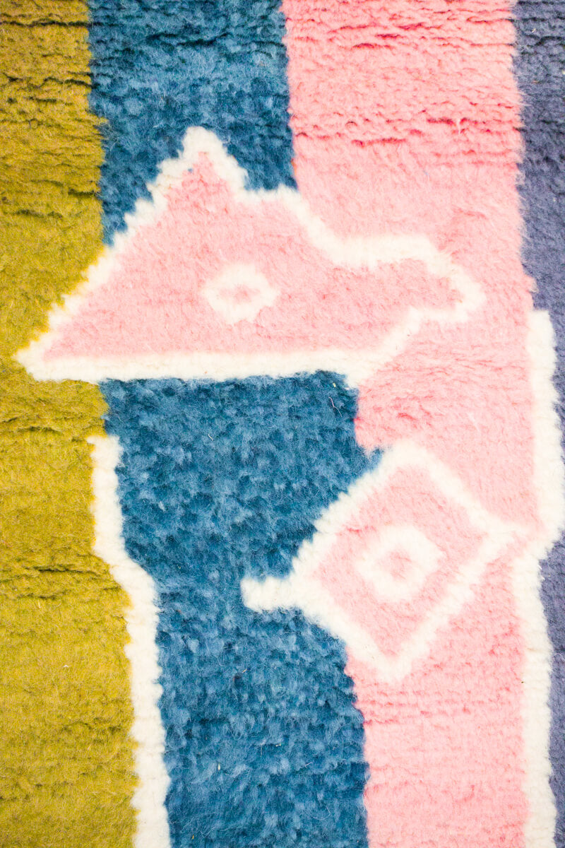 &quot;Stripe Islands&quot; Rainbow Stripe Wool Moroccan Runner Rug - 8&#39; x 2&#39;9&quot;
