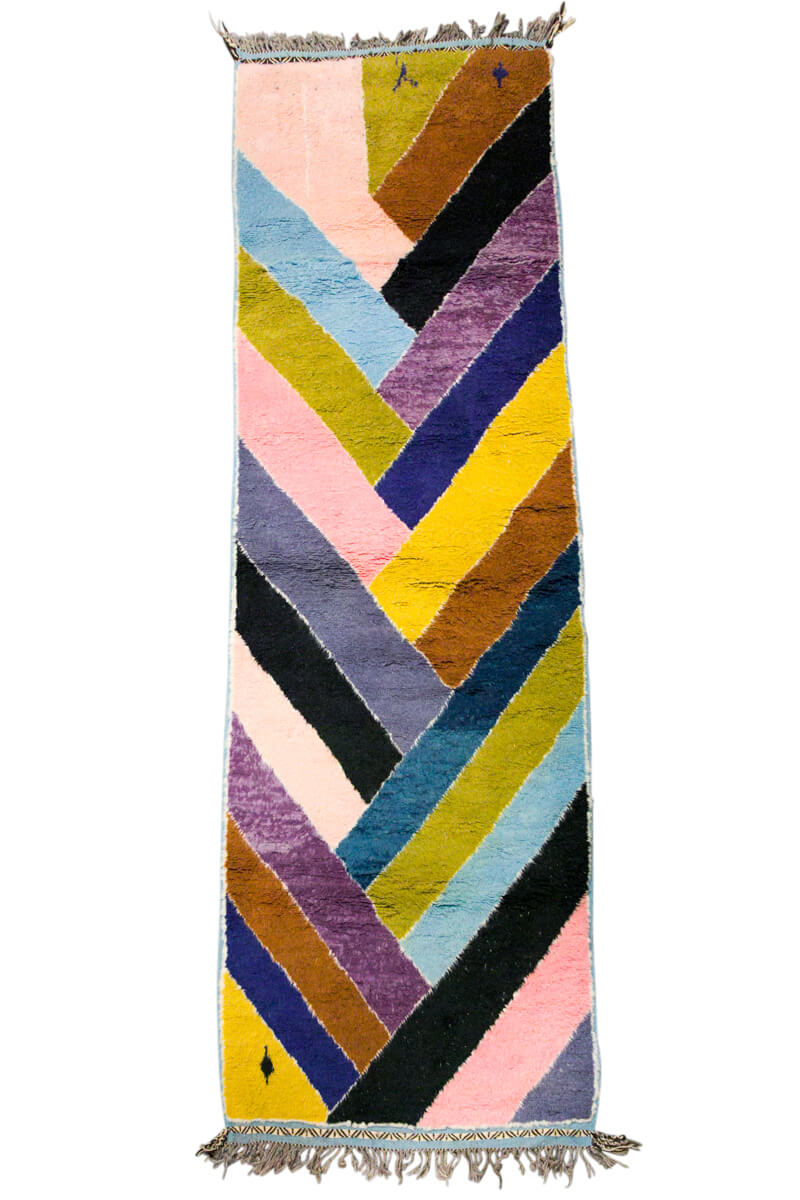 Herringbone&quot; Multi-Color Wool Berber Runner Rug - 9&#39;9&quot; x 3&#39;2&quot;