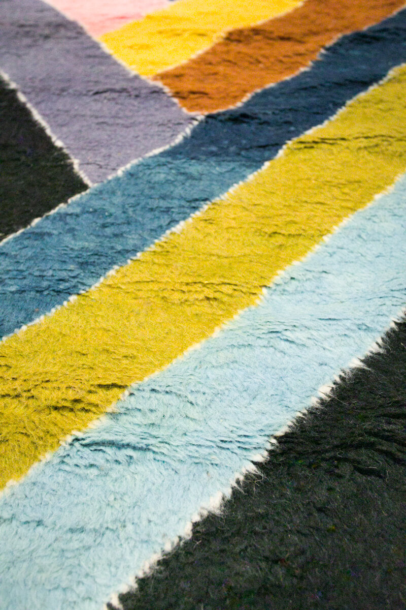 Herringbone&quot; Multi-Color Wool Berber Runner Rug - 9&#39;9&quot; x 3&#39;2&quot;