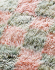 Made-to-Order Coral & Sage Checker Board Moroccan Wool Area Rug - Available in 3 Color Combinations