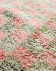 Made-to-Order Coral & Sage Checker Board Moroccan Wool Area Rug - Available in 3 Color Combinations