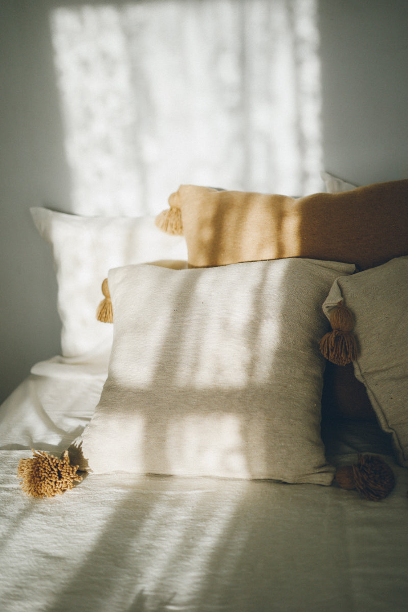 23&quot; Moroccan Pom Pom Pillow - Linen