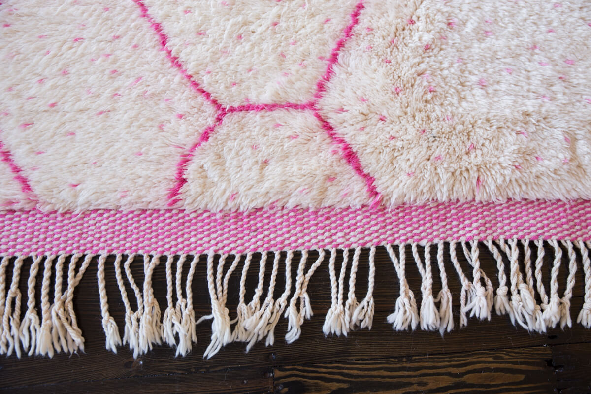 BELLA Pink and Ivory Beni Ourain Moroccan Wool Rug - 8&#39; 8&quot;x 5&#39; 11” ft (264x180cm)