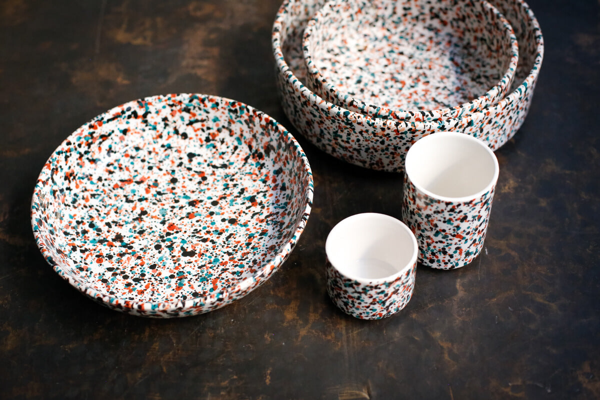 Set of 2 - Chabi Chic Handmade Splatter Painted Ceramic Cups