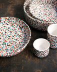 Set of 2 - Chabi Chic Handmade Splatter Painted Ceramic Cups - Multicolor Teal - Avail. in 4 oz & 8oz