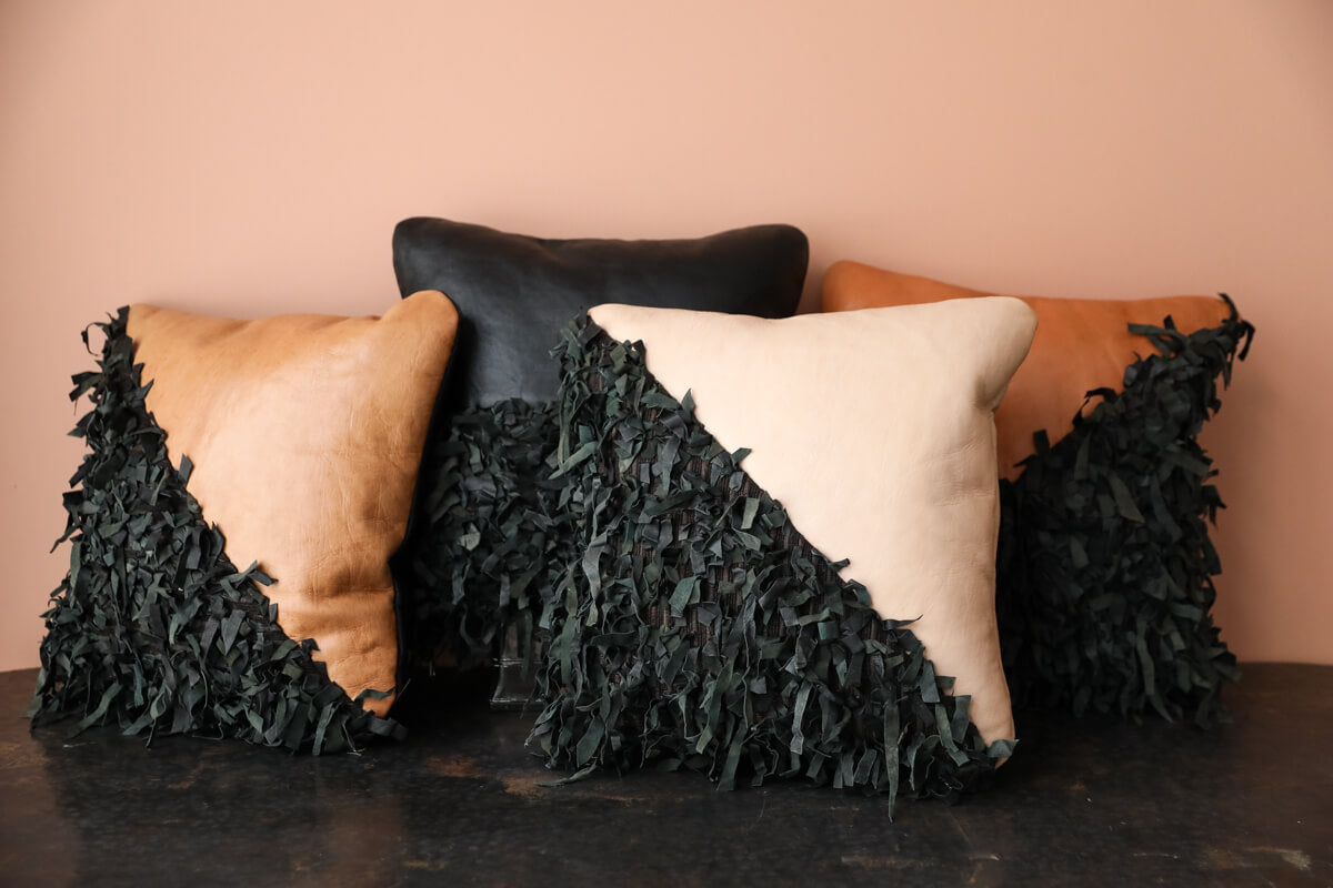 Genuine leather throw 2025 pillows