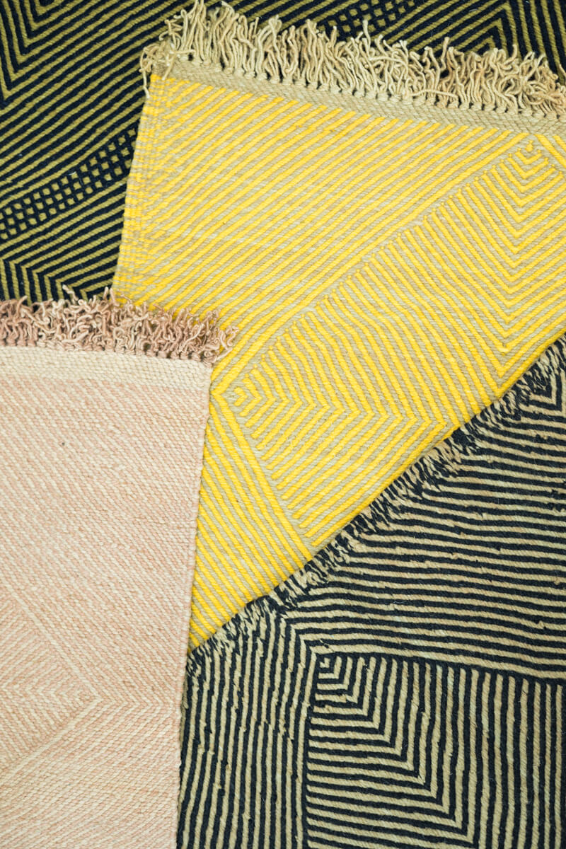 Two-tone Zanafi Flatweave Moroccan Wool Rug (Made-to-order) - Black + Sand