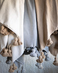 Moroccan Pom Pom Blanket - Gray