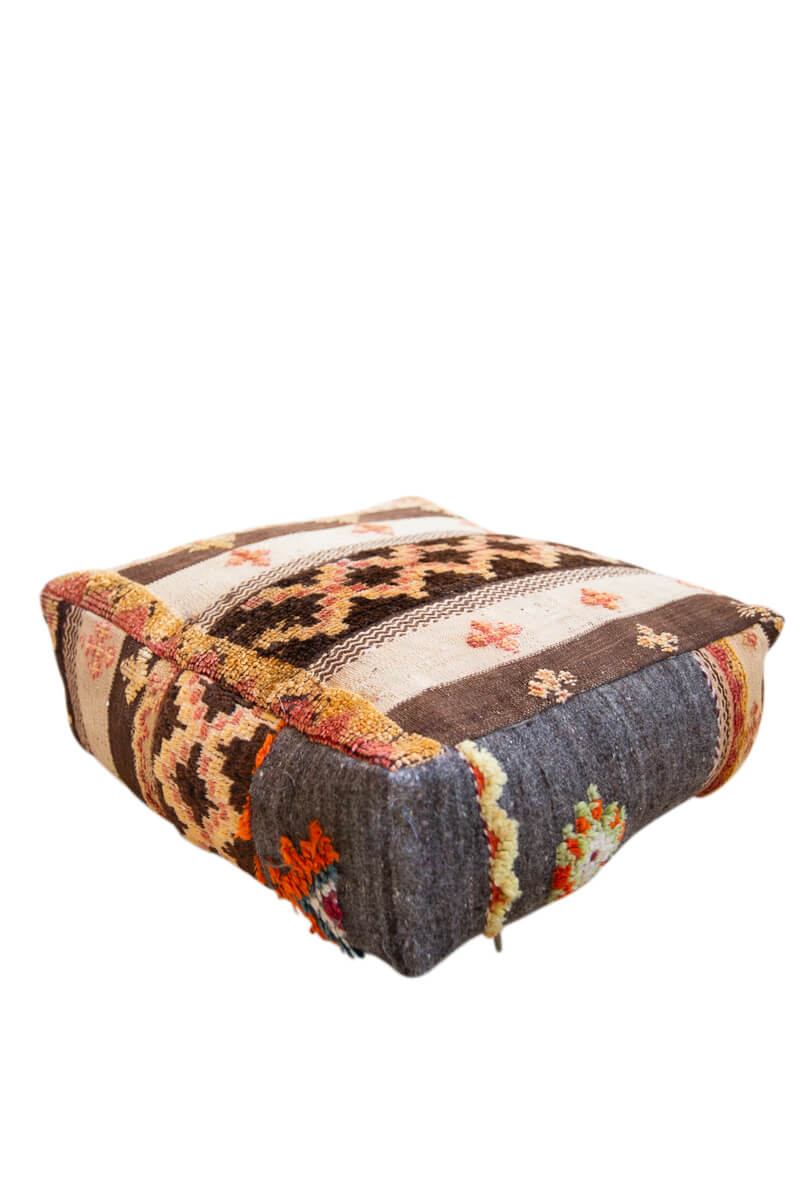 Vintage Moroccan Rug Pouf - 01