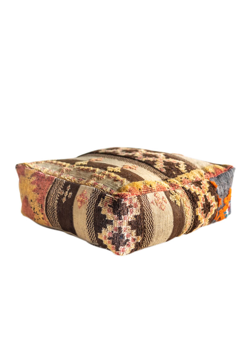 Vintage Moroccan Rug Pouf - 01