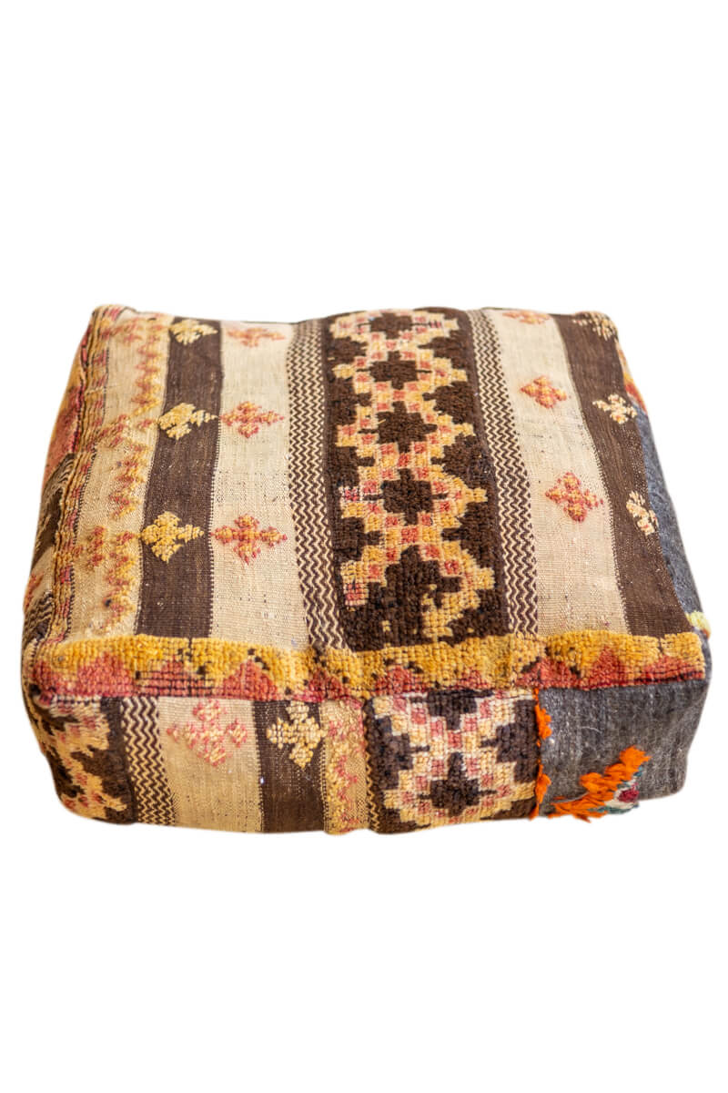 Vintage Moroccan Rug Pouf - 01