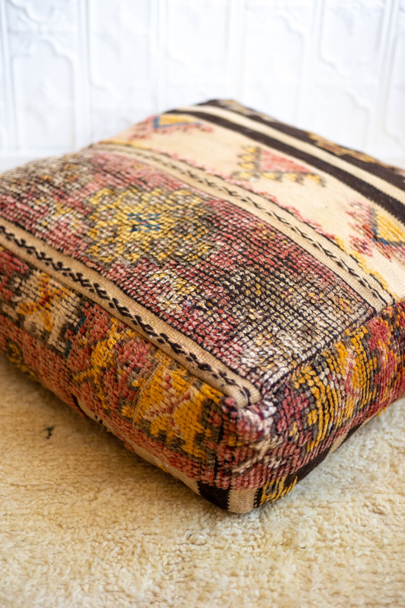 Vintage Moroccan Rug Pouf - 02