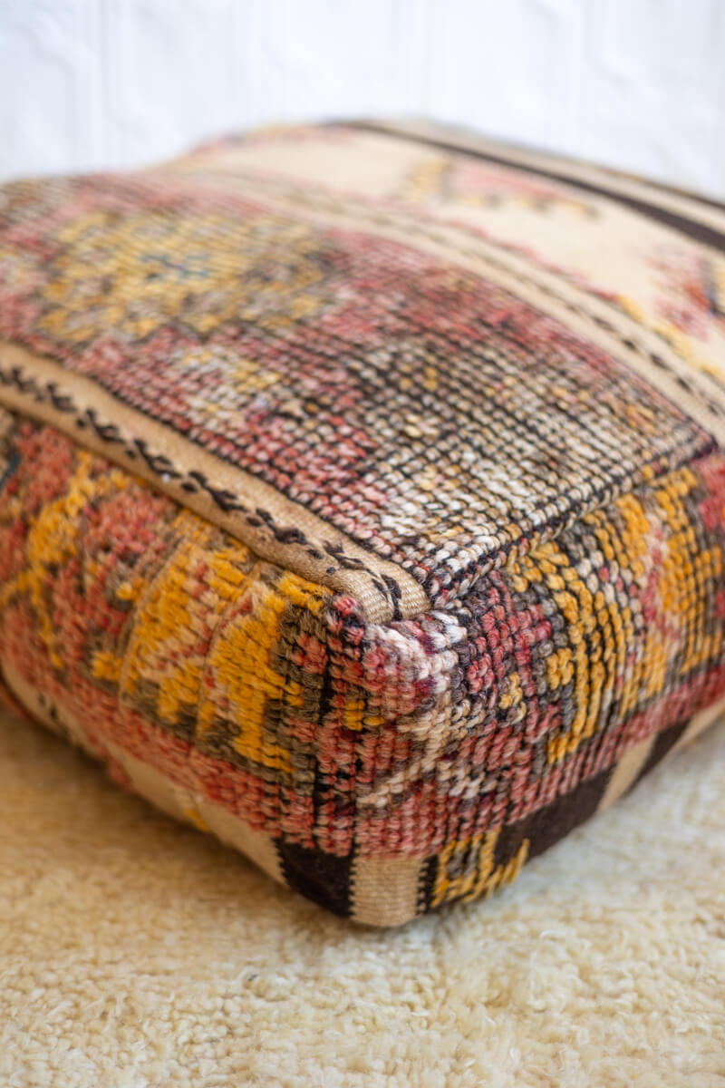 Vintage Moroccan Rug Pouf - 02